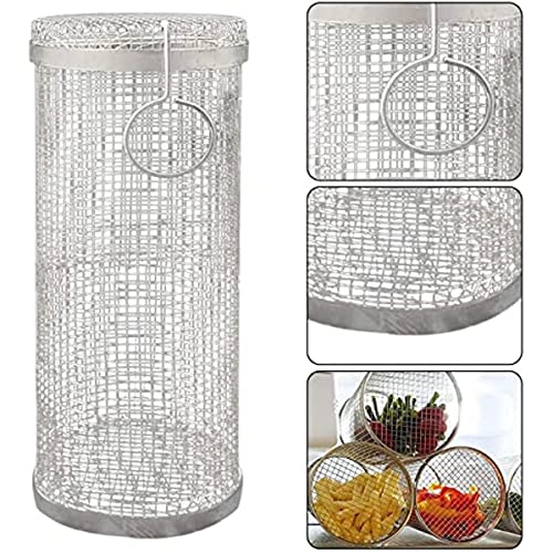 Bbq Grill Basket 2Pcs-Set Rolling Grill Basket Stainless Steel Rotisserie Basket | Tower Air Fryer Accessories Chip Basket | Camping Picnic Cookware Barbecue Cooking Grill Grate Accessories (2 Sets) #TOP5