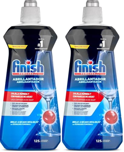 Finish Abrillantador Lavavajillas, vajilla seca, brillante y sin marcas - 500ml - 125 lavados (Paquete de 2)