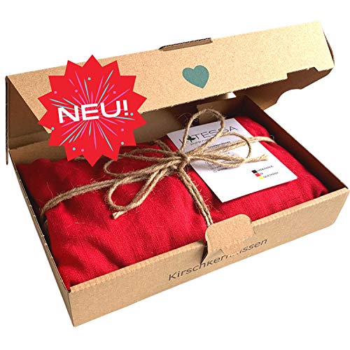 LATESSA Design - Extra hochwertiges Kirschkernkissen aus feinsten Leinen - Handmade in Germany - 100% Naturprodukt - 550g - 25x25cm