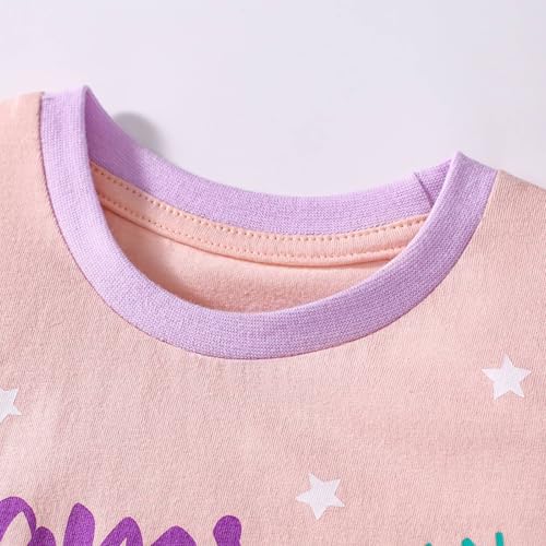 Image of HILEELANG Toddler Girl Summer Short Outfit Sets Cotton Short Sleeve Tops Tees Shorts Clothing Sets