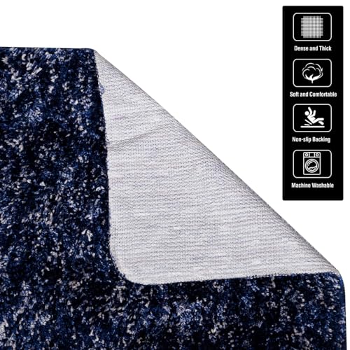 Image of Kuber Industries Microfiber Bedside Runner | 22x55 Inch | Floor Rug For Home, Hall | Bedroom Carpet For Kitchens | Lexus Carpet For Living Room | Blue