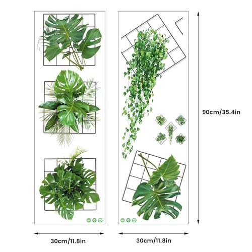 Teokantz 3D Wandaufkleber Pflanzen Set - 5 Stück Wandtattoo Pflanzen Grün, 3D Wandsticker Pflanzen, Wandtattoo Selbstklebend für Wohnzimmer Schlafzimmer – Bild 3