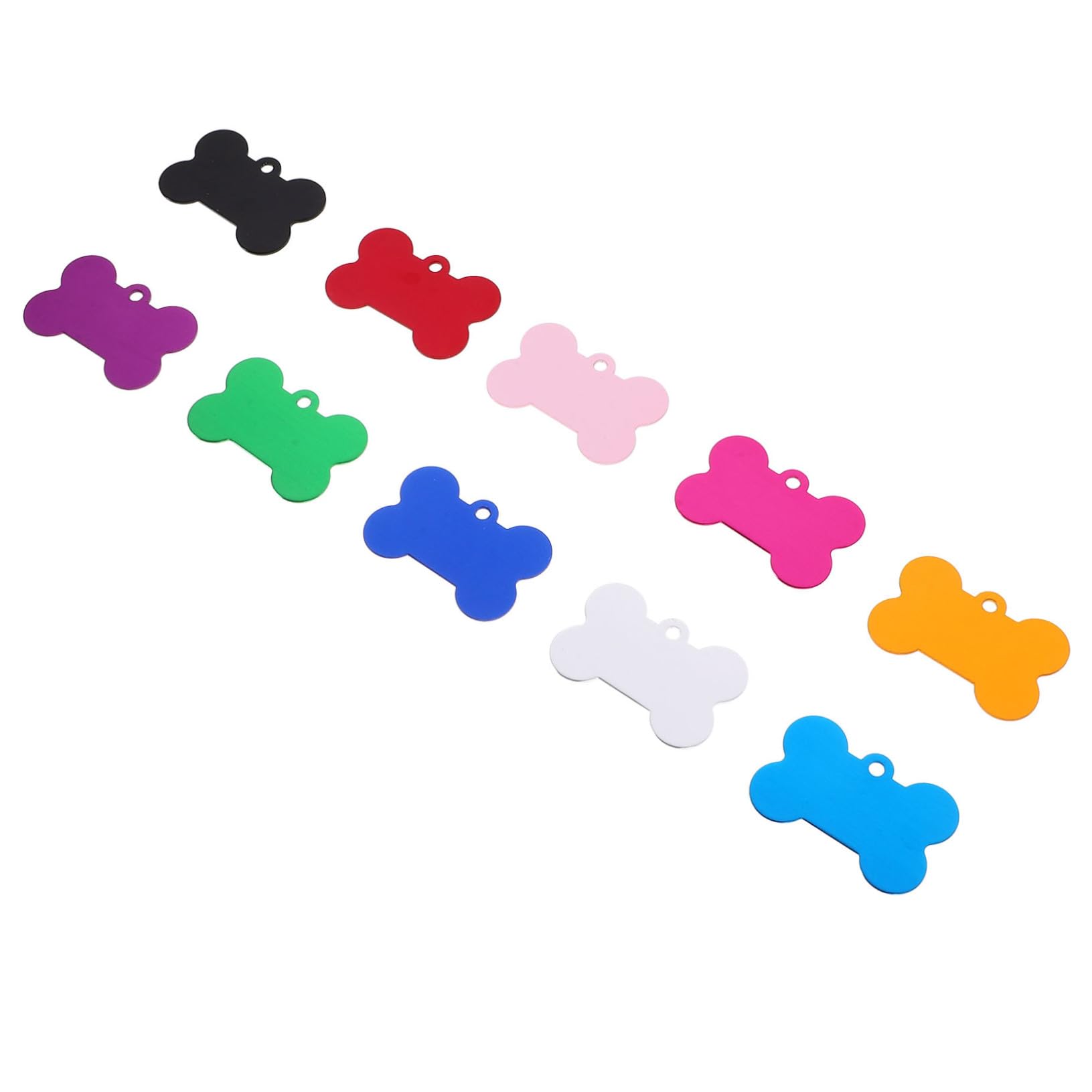 Angoily 50pezzi Targhette per Cani in Lega di Alluminio Forma di Osso Pendants per Animali Domestici Targhette Identificative Vuote per Incisione Adatte per Cani Gatti e Colore Casuale