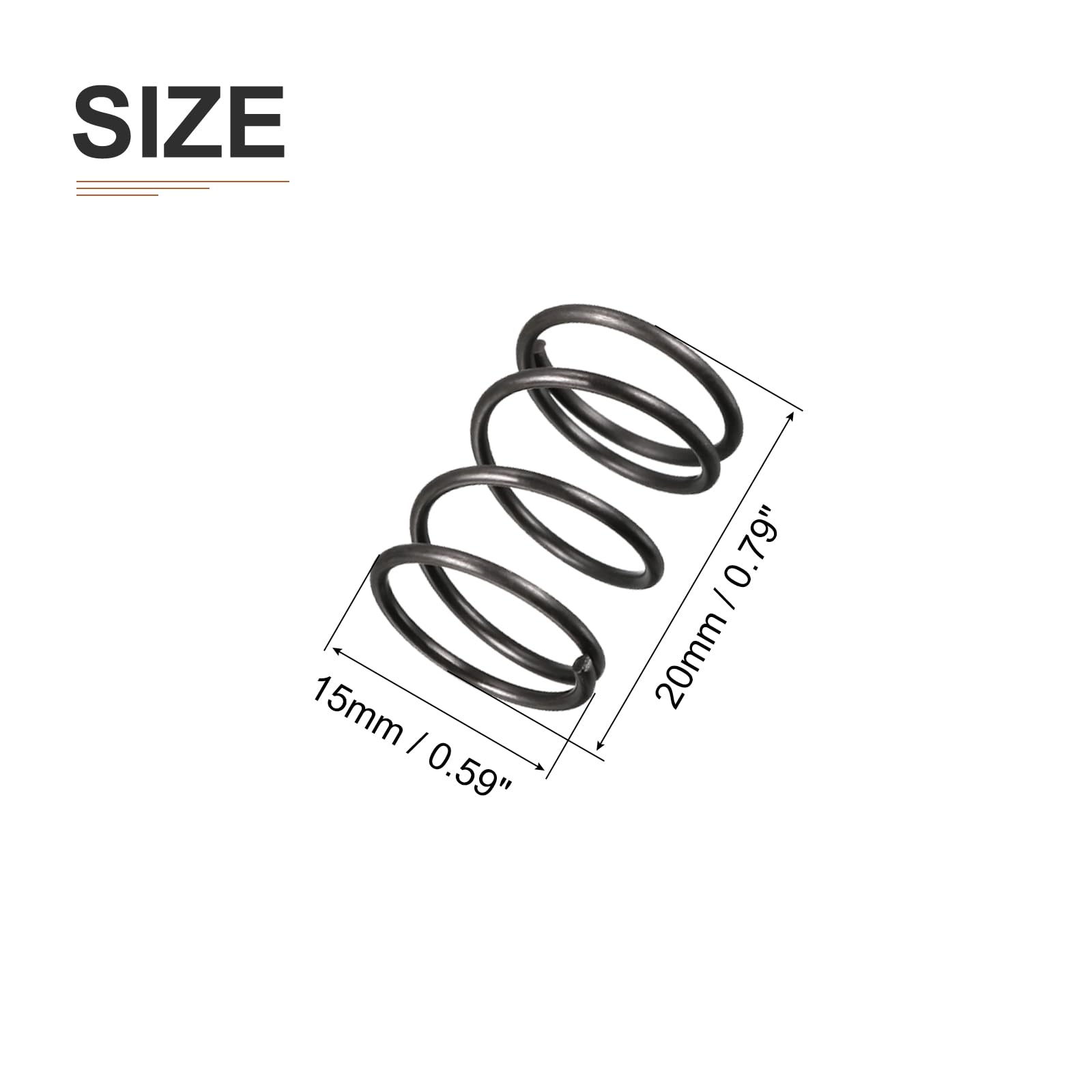 DTGN 1.2x15x20mm(DxODxL) Compression Spring - 10Pack - Good for Machinery - Spring Steel Extension Spring - Black - Image 2