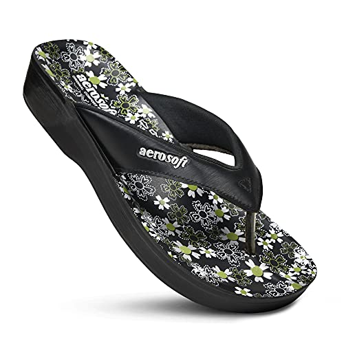 Aerosoft Anette Women’s Flip Flop Comfortable Outdoor Walking Thong Sandals (US 8, Anette Black)