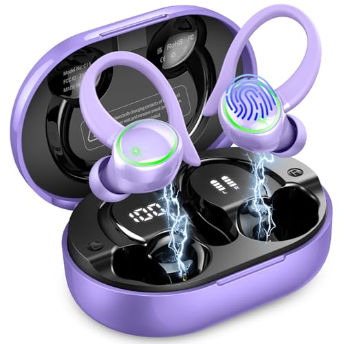 Image of Wireless Earbuds Sports, Bluetooth 5.4 Headphones Hifi Stereo, Earphones with Earhooks, 50H Playback Over-Ear Buds, ENC Noise Cancelling Mic, IP7 Waterproof Fitness Headset for Gym Running Workout