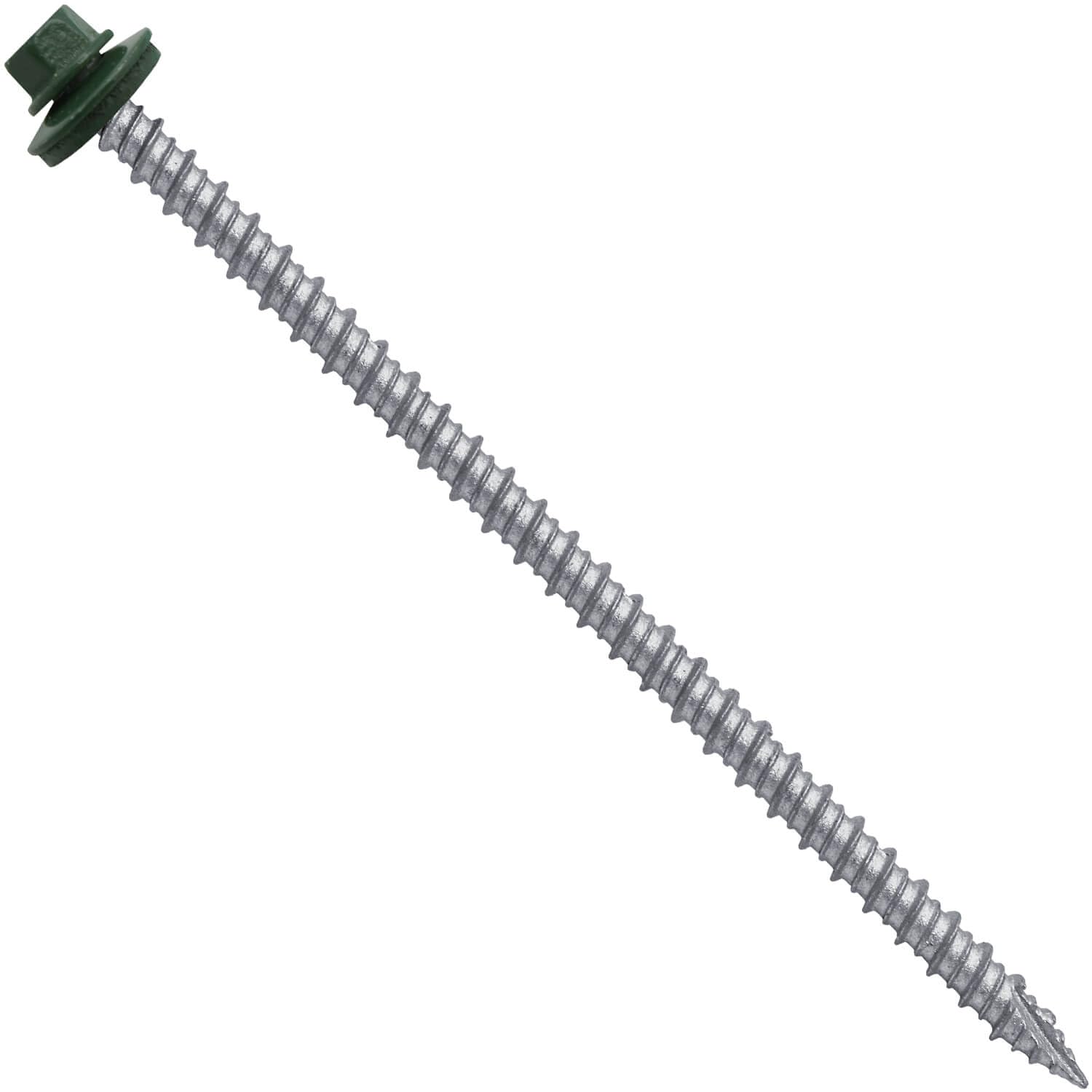 10 x 4 Evergreen Metal Roofing Screws - Hex Washer Head- Self-Starting/Tapping - EPDM Washer. 1 x 250 Count Bag - 250 Screws