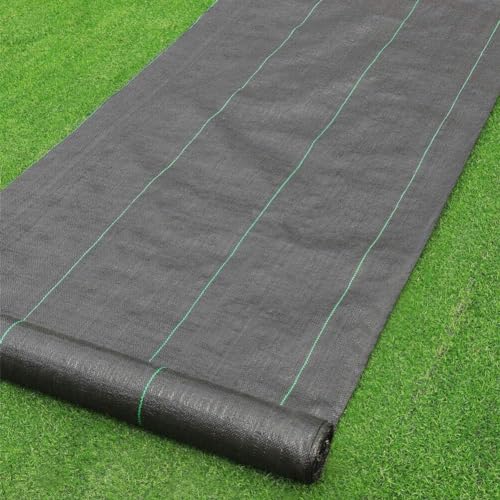 Barrier Landscape Fabric 4 x 250 Ft., Commercial Ground Cover Fabric Block, Gardening Fabric Mat, Black Heavy Duty Garden Cloth Felt for Flower Bed, Patio, Orchard, and Playground, 5oz/sq.yd