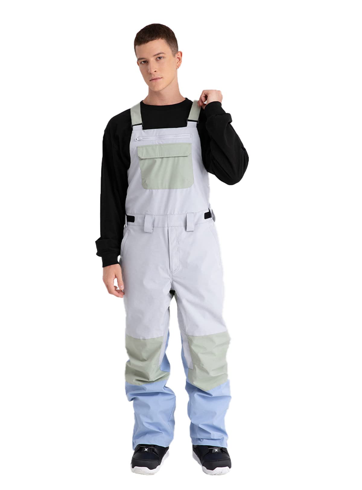 JELEUON Women and Men One Pieces Winter Snowboard Bib Pants Pocket Waterproof and Windproof Snowboard Overalls Ski Pants for Snow Sports M