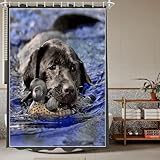 Kithstore Cortina de Ducha de Tela con diseño de Pato de Caza y Perro, Beige y Verde