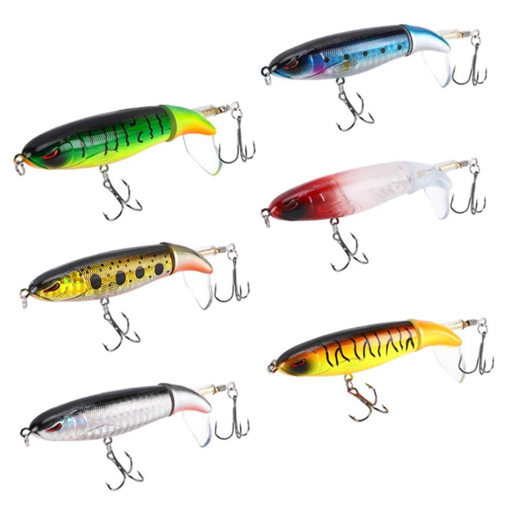 6 señuelos de pesca Whopper Plopper para lubina, señuelo de lubina con cebo giratorio flotante