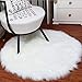 Produktbild wuayi Fußmatte aus künstlicher Schafwolle, warm, haarig, weich, rund, für Esszimmer, Wohnzimmer, Schlafzimmer, weiß, Diameter:45cm