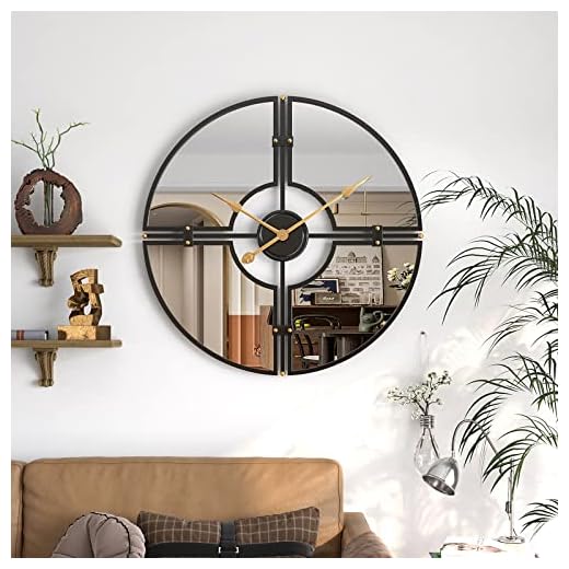 Decorative Mirror Wall Clocks 20inch Large Modern Wall Clock for Living Room Battery Operated Non Ticking Wall Clocks for Kitchen, Bedroom, Study Decoration
