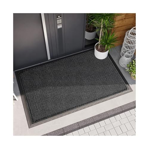 Paillasson antidérapant PVC étanche tapis élastique bleu entrée