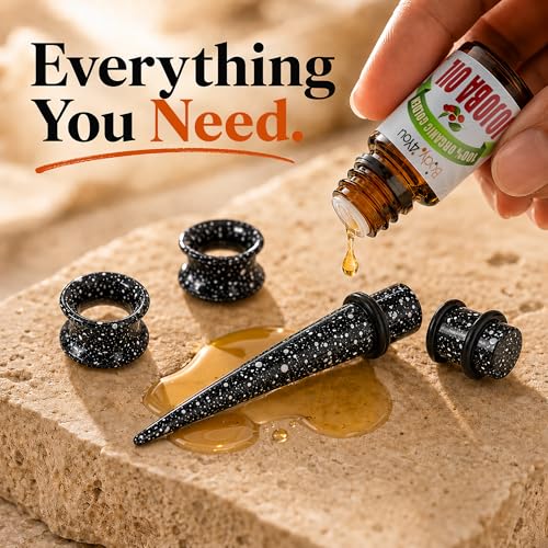 Image of BodyJ4You 54PC Ear Stretching Kit 14G-12mm - Aftercare Jojoba Oil - Acrylic Plugs Gauge Tapers Silicone Tunnels - Lightweight Expanders Men Women