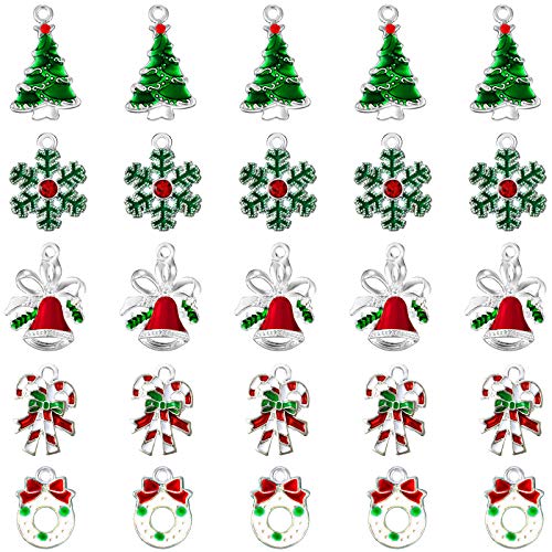 Hicarer 50 Pieces Christmas Charms for Jewelry Making, Enamel Christmas