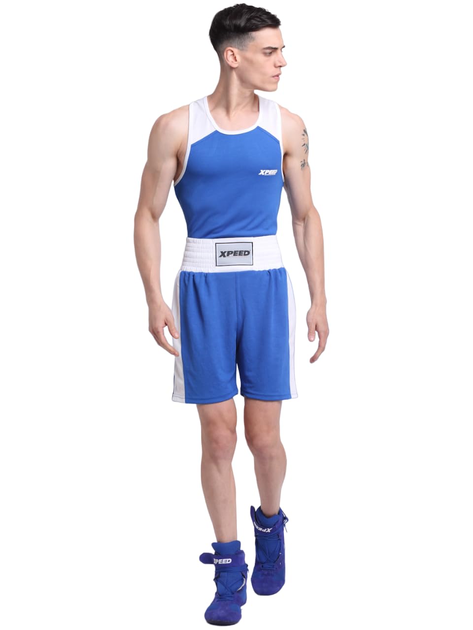 XpeedMen's Boxing Shorts and Vest Knitted || Boxing Singlet with Dry Fit  Knitted Fabric || Lightweight Flexible Design|| boxing wear for men ||