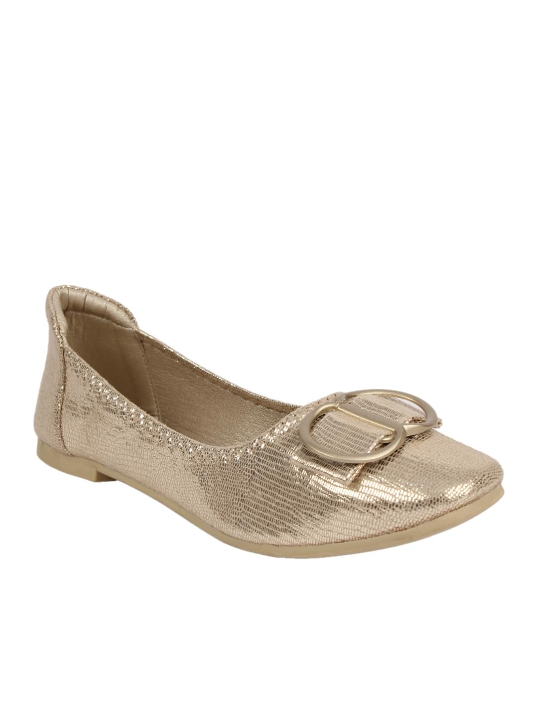 Women's Textured Metallic Buckle Ballerina-image-23