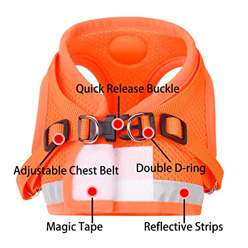 Cat Harnesses And Puppy Harness With Leashes Set, Escape Proof Cat Harness, Adjustable Reflective Soft Mesh Vest Fit Puppy Kitten Rabbit Ferrets's Outdoor Harness (Orange, Xs, Chest: 6" - 8") #TOP3