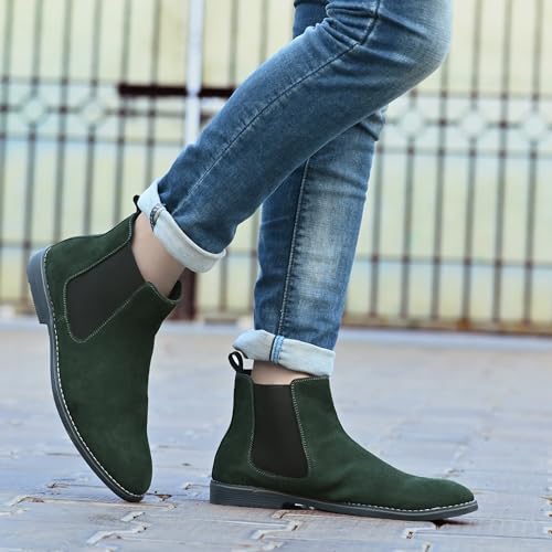 Image of Blue Leather By Centrino Genuine Leather Men's Formal and Casual Leather Boots | Versatile and Sophisticated Chelsea Boots for Every Season | Fashionable Elegant Boots for Any Occasion (3964)