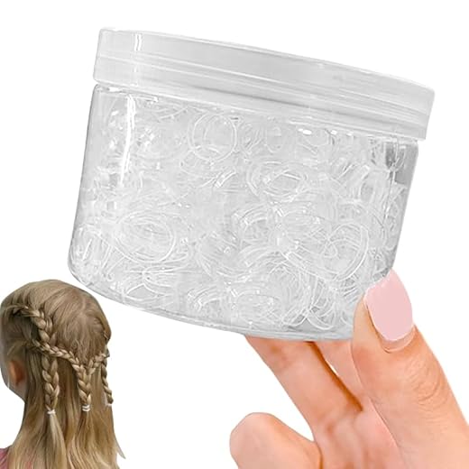 Mini faixas de cabelo 500 peças - 2 mm × 30 mm laços elásticos invisíveis para penteados finos e uso diário (cristal)