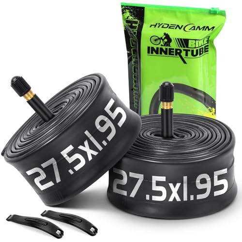 Hydencamm 2 Pack 27.5x1.75/2.125 Bike Tube 27.5x1.75 27.5x1.95 27.5x2.10 27.5x2.125 with 35mm Schrader Valve Butyl 27.5x1.75 Bike Tube with 2PCS Levers for MTB and Cruisers City Road Bikes