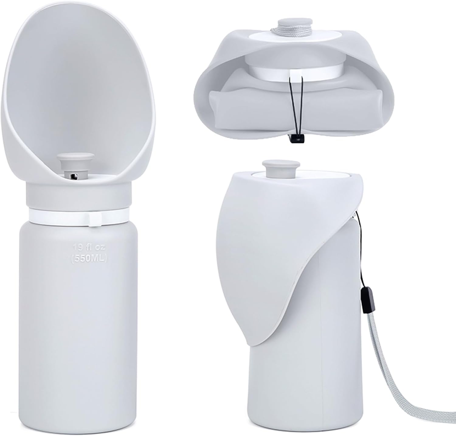 Collapsible 2-in-1 Dog Water Bottle & Bowl, 19oz Travel Cup, Gray Collapsible 2-in-1 Dog Water Bottle & Bowl, 19oz Travel Cup, Gray