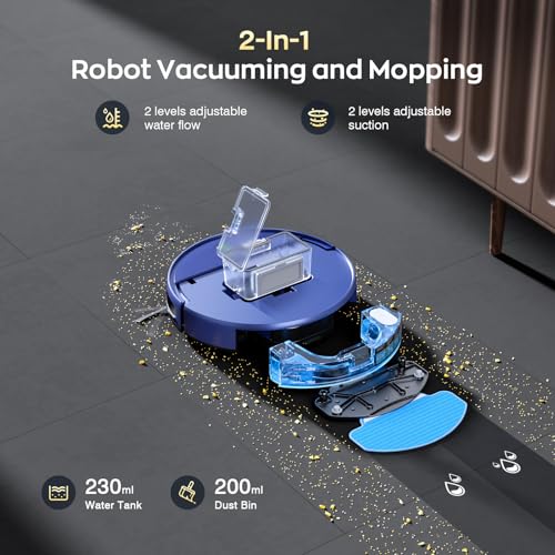 Robot vacuum and mop combo in home setting cleaning floor efficiently