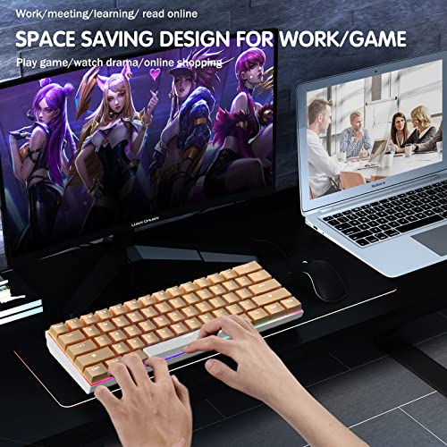 Image of Full Metal Mechanical Keyboards with RGB Backlit, Ultra-Compact Bluetooth 60% Stainless Steel Keycaps Gaming Keyboards Blue Switches Mac PC Computer Keyboards (Rose Gold)