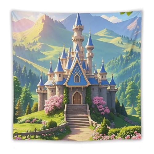 Tapisserie murale château artistique vintage décoration intérieure chambre toile