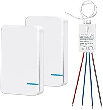 Thinkbee 80~275V Wireless Light Switch Kit, 2 Channel RF Panel with Receiver Remotely Control Your Lamp up to 1000W, Quickly Add Waterproof On/Off Wall Switch for your garage, garden, etc.