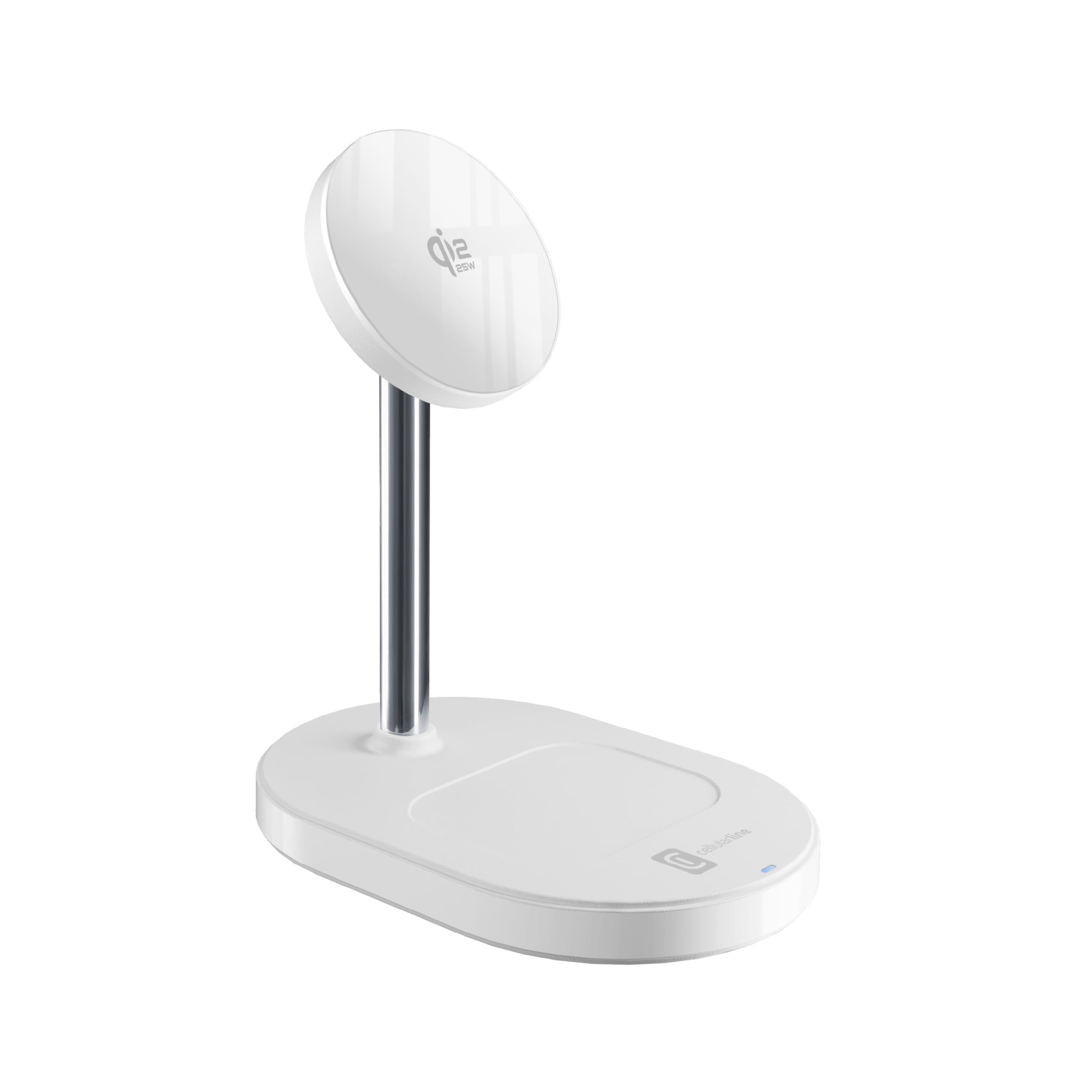 Cellularline MAG DUO Caricatore Wireless Magnetico - Stazione di Ricarca 25W 2 IN 1 - Certificata con Tecnologia Qi2.2 - Cavo USB-C 150 cm inclusi – Bianco