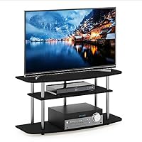 Furinno TURN-N-TUBE TV Stand, 3-Tier Entertainment Center,TV Console for TV up to 46 Inch, for Living Room, Bedroom, Black Oak