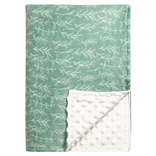 Image of HNHUAMING Green Sage Baby Blankets, Sage Toddler Blanket for Boys Girls, Dotted Backing, Double Layer, Crib Receiving Blanket, for Nursery/Stroller/Toddler Bed/Carseat, 30 x 40 Inch