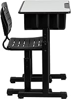 Vista 4 de Flash Furniture Escritorio y silla para estudiantes de altura ajustable con marco de pedestal negro