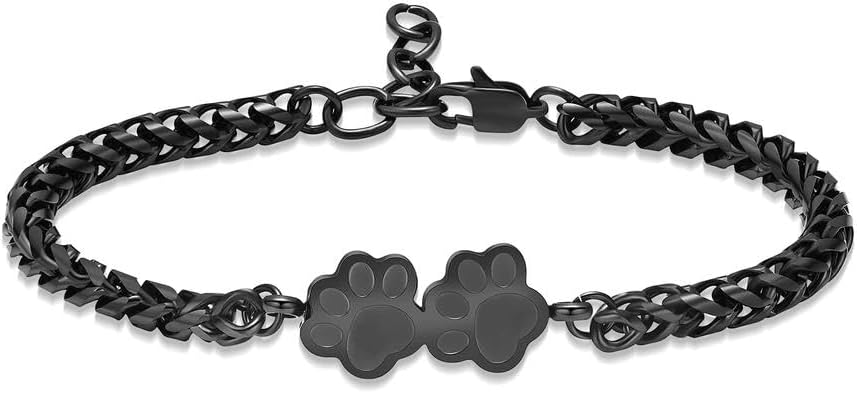 Customized Urn Bracelet Double Dog Paw Design Stainless Steel Snake Chain Adjustable Pet/Human Ashes Holder Elegant Gift Jewelry-D