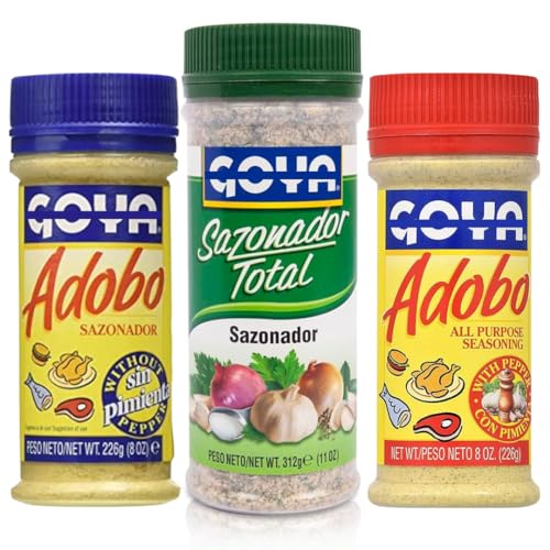Pack GoyaAdobo Sin Pimienta; Con Pimienta 226 gr y Sazonador Total 312g - Perfecto combo para cualquier plato