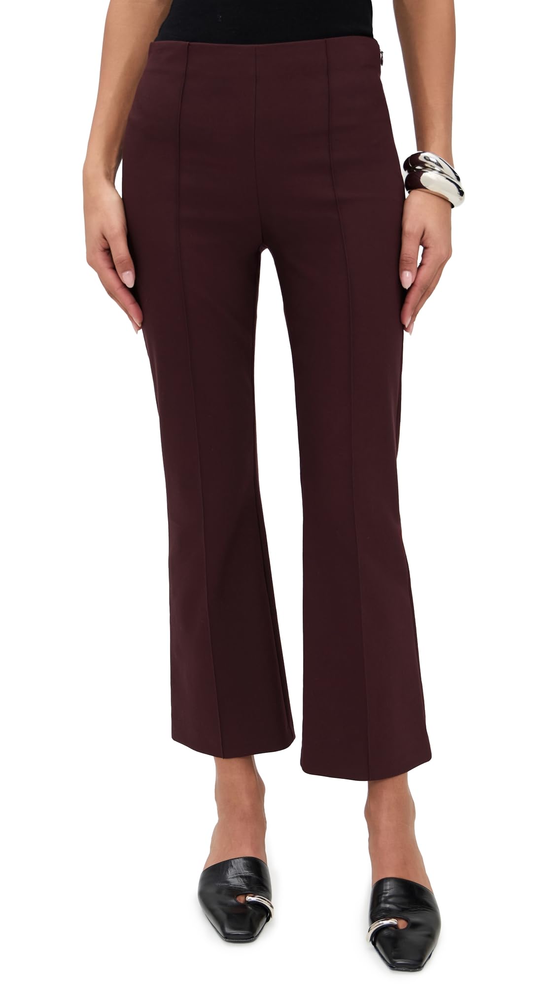 Vince Womens Mid Rise Pintuck Crop Flare Pants