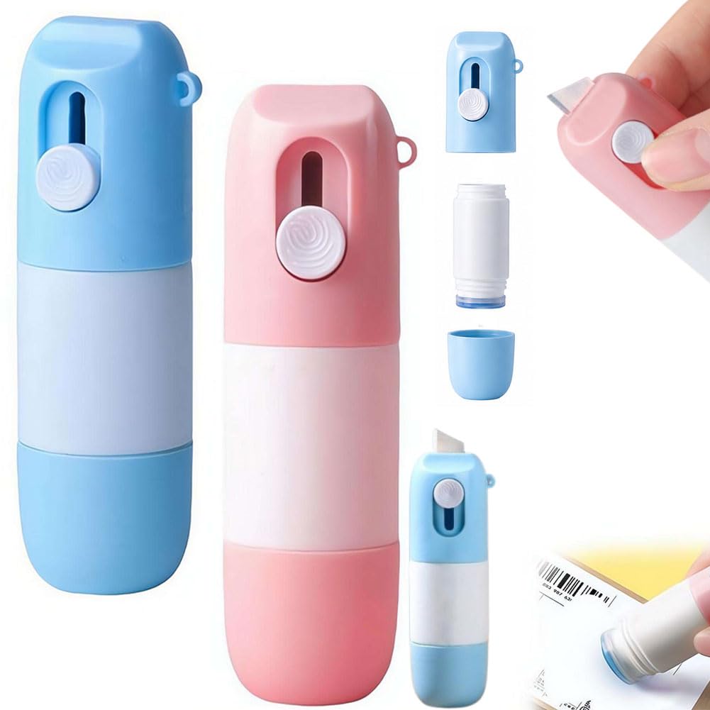 2PCS 2-in-1 Box Cutter & Thermal Paper Eraser,2026 New Water-Based Thermal Paper Eraser Pen with Unboxing Cutter,Thermals Ink Remover for Mail Address Receipts Shipping Labels and Packages