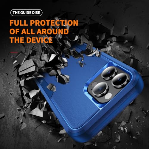 Image of Cubix Full Body Armor Cover for iPhone 16 Pro Max Pouch Hard PC + Soft TPU 3-Layer Military Grade Back Case (Navy)