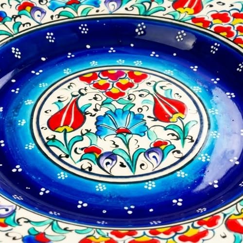 Handmade Turkish Ceramic Decorative Plate 9.85 Inch (25 cm) – Ottoman Floral Design, Wall Hanging or Tabletop Display, Glazed Home Décor - Image 4