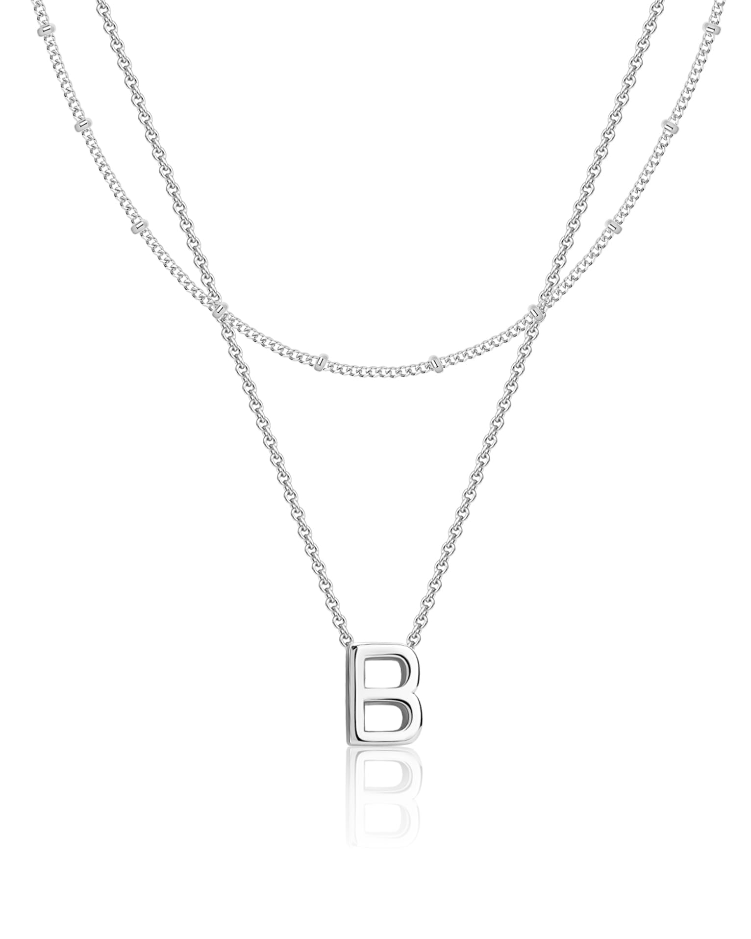 Poxtex Initial Necklaces for Women 14K Gold Silver Plated Letter Jewelry Non Tarnish Layered Dainty Cute A-Z Pendant Choker Necklace Waterproof Trendy