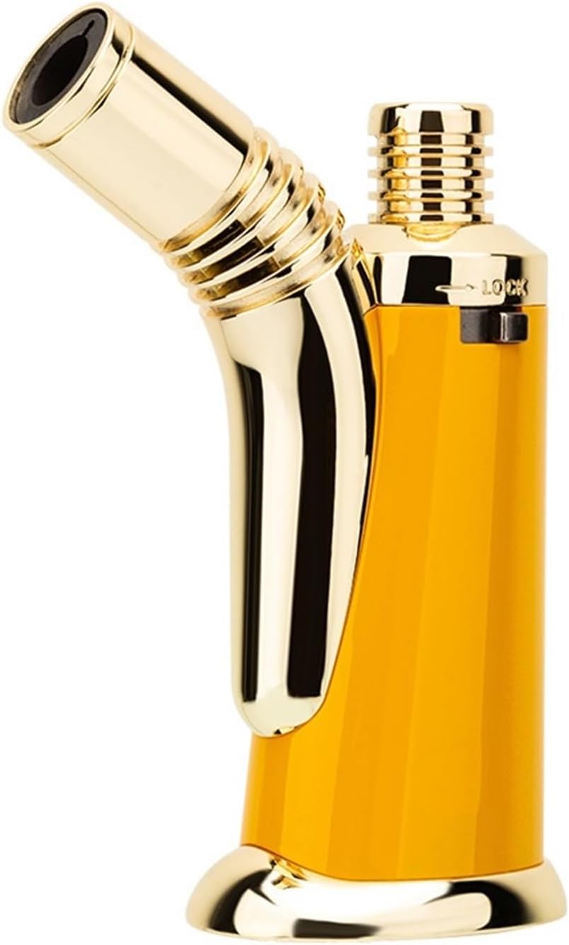 Windproof Jet Torch Frame Lighter, Refillable Adjustable Frame Lighter with Lock-in Frame Function for Outdoor Use (Butane Not Included) (Yellow)