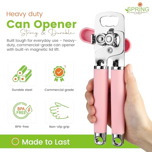 image for Spring Chef Stainless Steel Can Opener - Manual with Soft Grip Handles