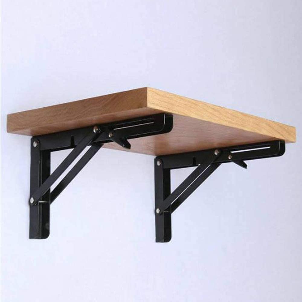 BERTY·PUYI Staffe Per Mensole Pieghevoli In Vernice Nera Da 2 Pezzi, Staffa In Metallo Resistente Per Staffa Fai-da-te Salvaspazio Montata A Parete Da Tavolo Da Banco, Con Viti-35cm