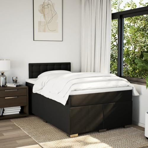 futonbett Bed metallbett Bed frameBoxspringbett mit Matratze Schwarz 180x200 cm StoffGeeignet für Schlafzimmer – Bild 4