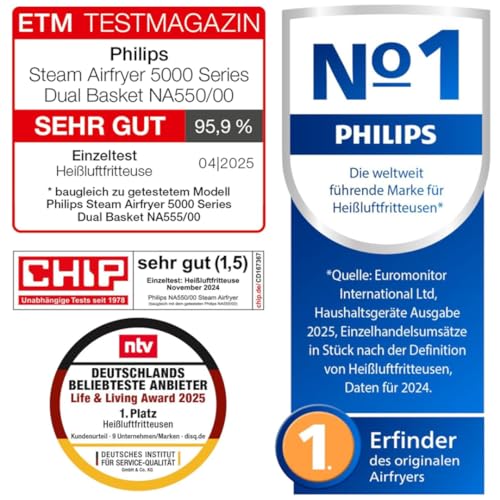 Philips Steam Airfryer 5000 Heißluftfritteuse, Schwarz, 9 L – Ansicht 3