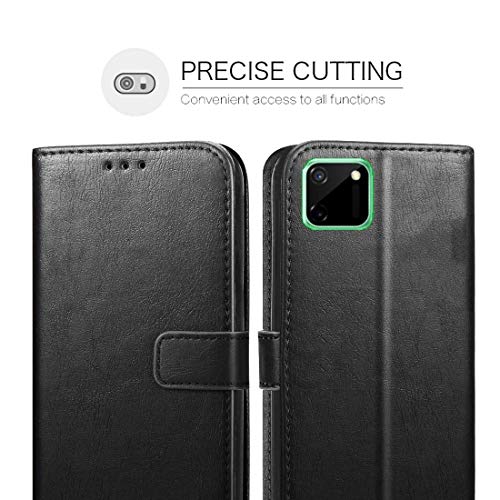 Image of Flip Cover Compatible with Realme C11 | Premium Leather Finish | Inbuilt Pockets & Stand | Flip Cover Back Case for Realme C11 (Black)