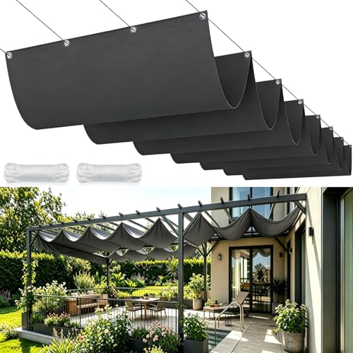 Voile d'ombrage rétractable 90x280 cm gris foncé imperméable pour pergola et terrasse