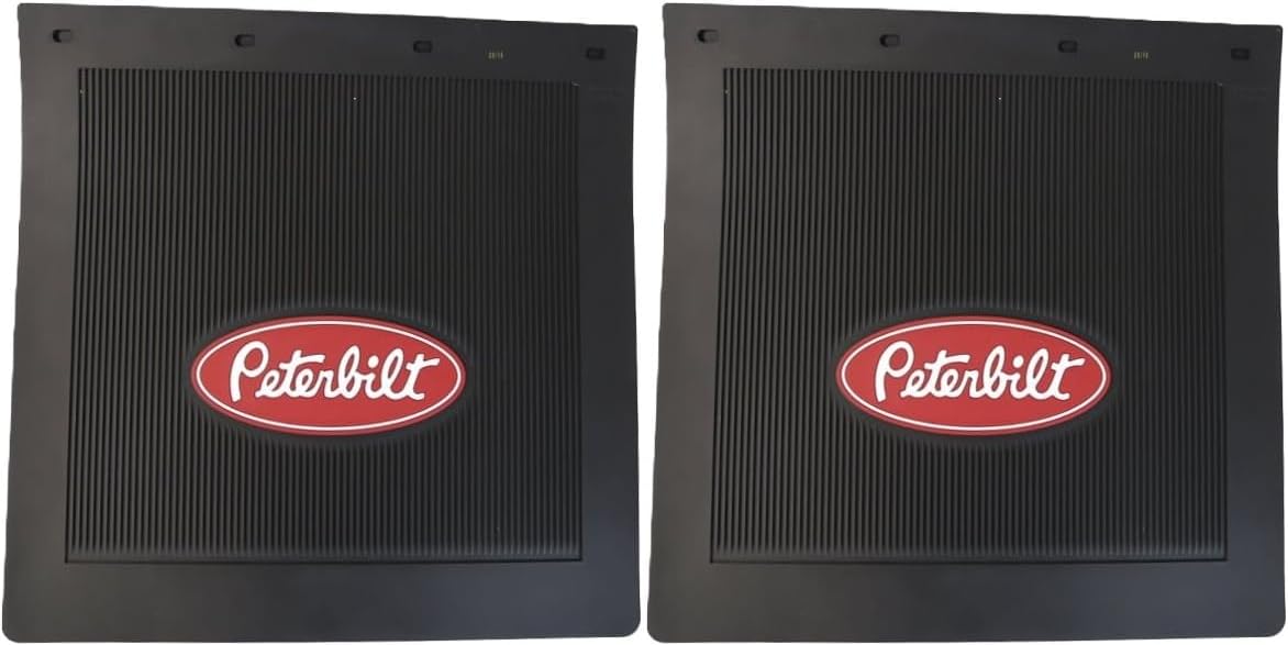 Peterbilt Heavy Duty Ribbed Mud Flaps, 24 x 24 inches, Black, Set of 2